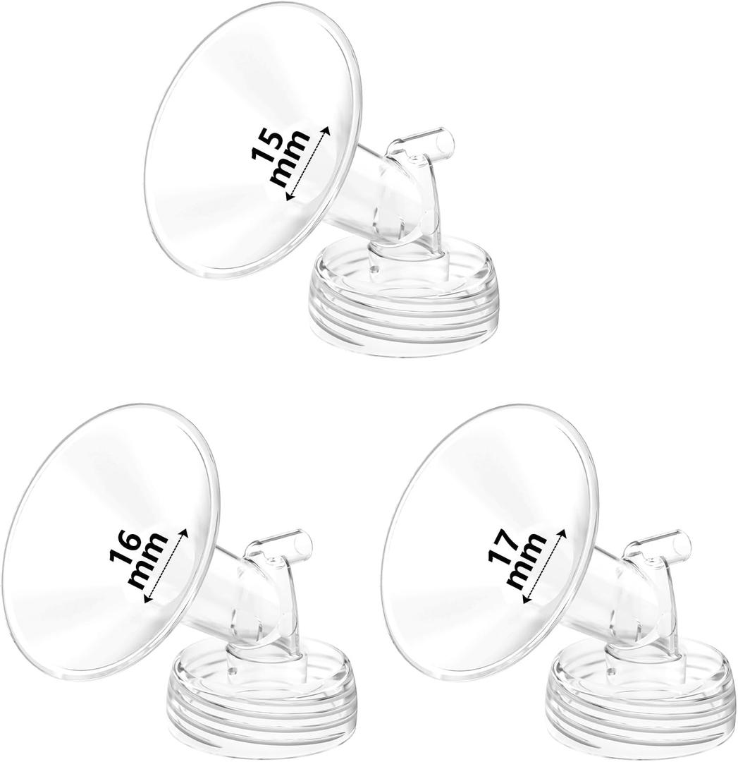3pcs 15/16/17mm Flanges Pump Part Compatible with Spectra S2 S1 9 Plus Synergy Gold/Ameda MYA/Motif Luna/Cimilre Breast Pumps, Replacement to Spectra Pump Accessories Flange Shield