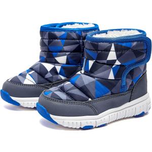 HOBIBEAR Boys Girls Toddler Snow Boots Waterproof Slip Resistant Outdoor Winter Shoes(Toddler/Little Kids/Big Kids) (Blue/Black) 2.5 Little Kid