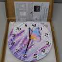 Purple Wall Clocks,Lavender Wall Clock Decorative,Butterfly Kitchen Wall Clocks Battery Operated - 10 Inch Round Bathroom Wall Clock Silent Non-Ticking