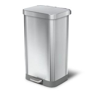Glad Stainless Steel Step Garbage Can with Clorox Odor Protection | Large Metal Kitchen Garbage Bin with Soft Close Lid, Foot Pedal and Waste Bag Roll Holder, 20 Gallon, All Stainless