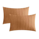 JELLYMONI Pillowcases Standard Size Rust 2 Pack Boho Striped Bed Pillow Covers 20x26in Microfiber Envelope Pillow Shams Tufted Bohemian Textured (Pillows are not Included)