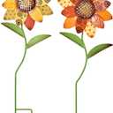 24" Metal Sunflower Outdoor Garden Stake, Set of 2