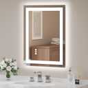 USHOWER LED Bathroom Mirror 24x32 Inch Tempered Glass - Frameless LED Backlit Lighted Mirror for Bathroom Vanity with Anti-Fog, 3 Colors Dimmable, Memory Function, Wall-Mounted