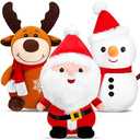 Threan 3 Pieces Christmas Plush Toys Santa Claus Plush Doll Reindeer Stuffed Animal Snowman Christmas Stuffed Animal Set for Boys and Girls Xmas Decorations Home Office Car Ornament, 9 Inch