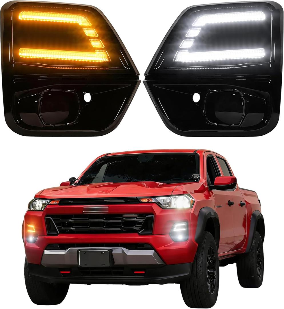 Fog Lights for Chevy Colorado 2023-2025 2026 Accessories 3rd Gen LED Front Bumper Daytime Running Light Amber Turn Signals (Chic Style)