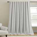 Dreaming Casa 100% Blackout Curtains 102 Inches Long, Linen Textured Window Treatment Rod Pocket & Back Tab Curtain Drapes for Bedroom Living Room Divider, 2 Panels, 100" W x 102" L, Greyish White