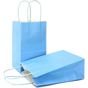 AZOWA Light Blue Gift Bags Mini Small Kraft Paper Bags with Handles (4 x 2.4 x 6 in, Light Blue, 25 Pcs) (X-Small (Pack of 25), Light Blue)