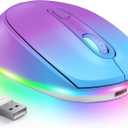 seenda Wireless Mouse, Rechargeable Light Up Mouse for Laptop, Small Cordless Mice with Quiet Click LED Rainbow Lights for PC Computer Chromebook Windows Mac, Blue &Purple