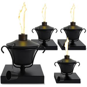 Outdoor Torch for 6x6 Fence Posts, 4 Pack Citronella Post Cap Torch, 14.5 oz Waterproof Metal Citronella Torch, Perfect for Garden, Patio, and Porch Decor