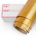 HTVRONT Gold Glitter HTV Vinyl Roll-12 x 15FT Gold Glitter Heat Transfer Vinyl for Shirts, Glitter Iron on Vinyl for All Cutter MachineEasy to Cut for Heat Vinyl Design
