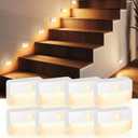 8 Pack Motion Sensor Stair Light for Indoor, Battery Operated Closet Lights, Wireless Stick on Anywhere Hallway Lamp, Portable Led Night Lamps for Bedroom Under Cabinet Kitchen