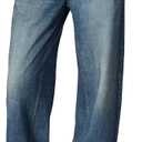Women's Wide Leg Jeans Look Like Denim Cotton Terry Pull-On Print Denim Sweatpants with Elastic Waistband, Size M