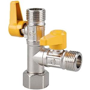 Gas Ball Valve, Heavy Duty Solid Brass Hose T Splitter BSP 1/2" Tap Adapter Brass Hose Adapter Connectors Shut Off Valve
