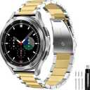 Compatible with Samsung Galaxy Watch 7 6 5 4 FE Band Pro Classic Active 2 40mm 44mm 43mm 47mm 45mm 42mm 46mm 20mm Galaxy Watch 3 Band 41mm Men Women Metal Elegant Casual Business Stainless Steel (Gold/Silver)