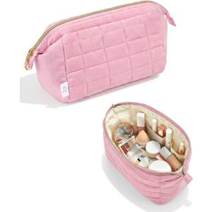 Ms. pen- Aesthetic Quilted Makeup Bag for Women, Pink, Puffy Padded Cute Makeup Bag Cute, Cosmetic Pouch, Quilted Pouch, Mother's Day