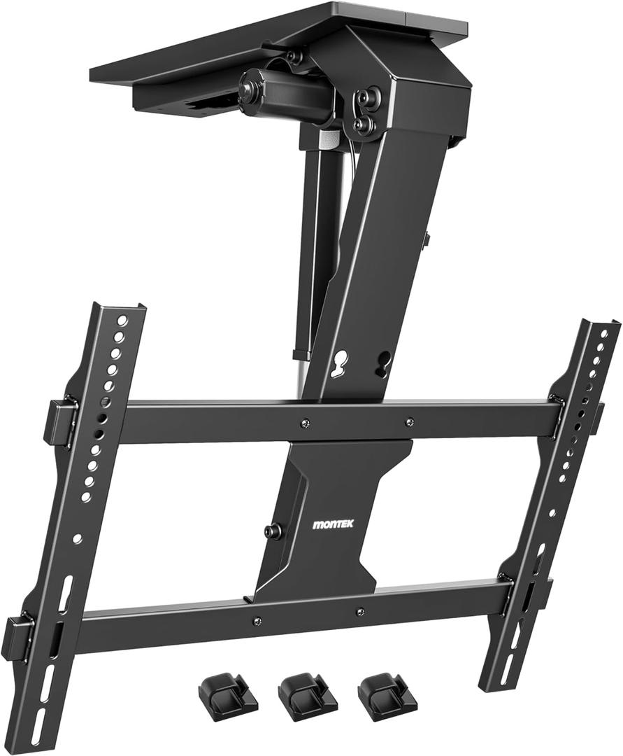 MonTEK Motorized Ceiling TV Mount with Remote for 37-75 Inch TVs, Electric TV Mount Motorized Drop Down for Flat and Pitched Roof,Holds up to 99 lbs, 4X Load Tested