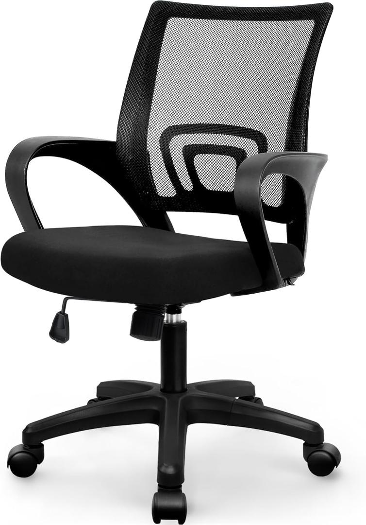 NEO CHAIR Office Computer Ergonomic Mid-Back Mesh Desk Chair, Dark Black, 22.8 x 22.44 x 36 inches