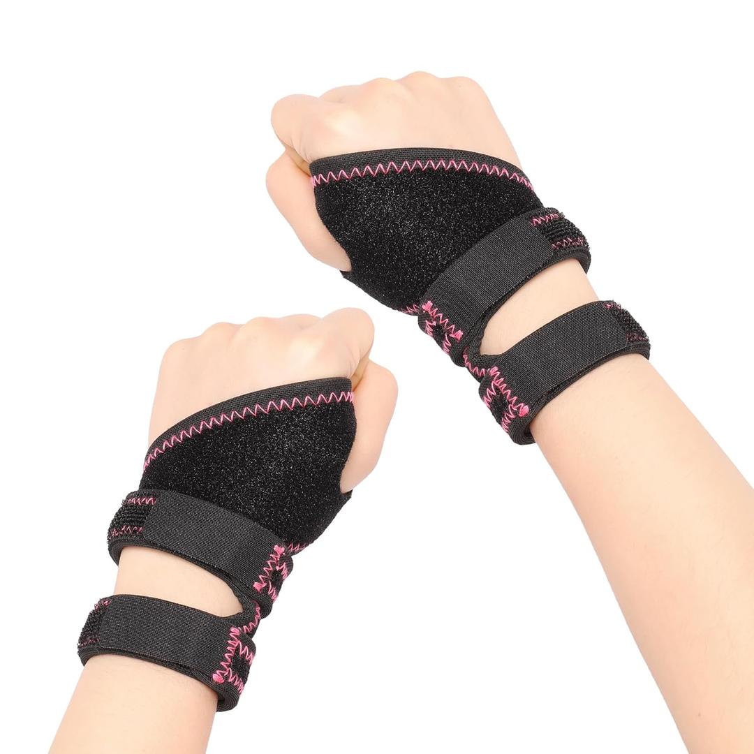1 Pair Wrist Brace for TFCC Tears, Adjustable Wrist Brace for Triangular Fibrocartilage Complex Injury, One Size fits most for Left and Right Wrists(Pink)