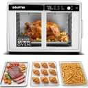 Gourmia French Door Air Fryer Oven - 37 Qt Large Capacity Convection Toaster Oven, FryForce 360°, Digital Display, 12 Cooking Presets, Dehydrate, Fits 13” Pizza, Dishwasher-Safe, White