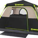 4/6/8 Person Instant Tent, Waterproof Pop Up Tents for Camping with Rainfly, 60 Seconds Easy Setup, Automatic Cabin Tent for Family Camping with Expandable Carry Bag & Upgraded Ventilation (Black)