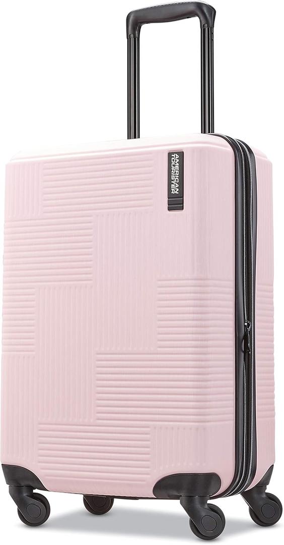 American Tourister Stratum XLT Expandable Hardside Luggage with Spinner Wheels, Pink Blush, Carry-On 28-Inch