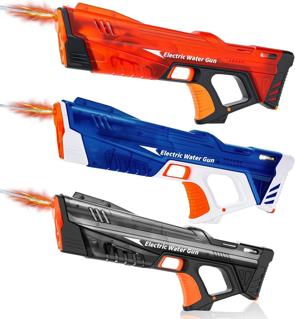 3Packs Electric Water Gun for Kids & Adults, Automatic Fill Up, Powerful Squirt Guns with 28-32 FT Long Range, Summer Outdoor Pool Beach Water Pistol/Blaster Toys