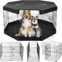 VEVOR Dog Playpen, 8 Pcs 30" H x 24" W Panels Foldable Metal Pet Exercise Pen, Dog Fence Indoor and Outdoor Pen with Door, Bottom Pad and Top Cover, Pet Playpen for Dogs, Cats, Other Small Animals
