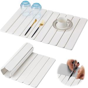 Large Stone Drying Mat for Kitchen Counter, Collapsible Quick Dry Stone Bath Mats for Bathroom, Ultra Absorbent Diatomaceous Earth Dish Stone Mat for Dishes Cups Cookware Countertop, 23.23'' x 15.4''