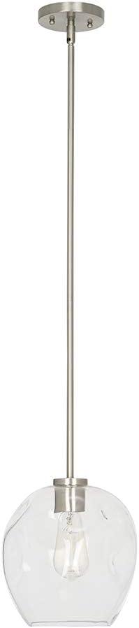 9" Modern Clear Glass Round Mini Pendant Ceiling Light, (Gradient Silver)