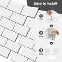 10 Sheets Thicker Design Peel and Stick Backsplash, 12"x12" Peel and Stick Wall Tiles, Subway Look Marble Tiles Backsplash for Kitchen and Bathroom, White