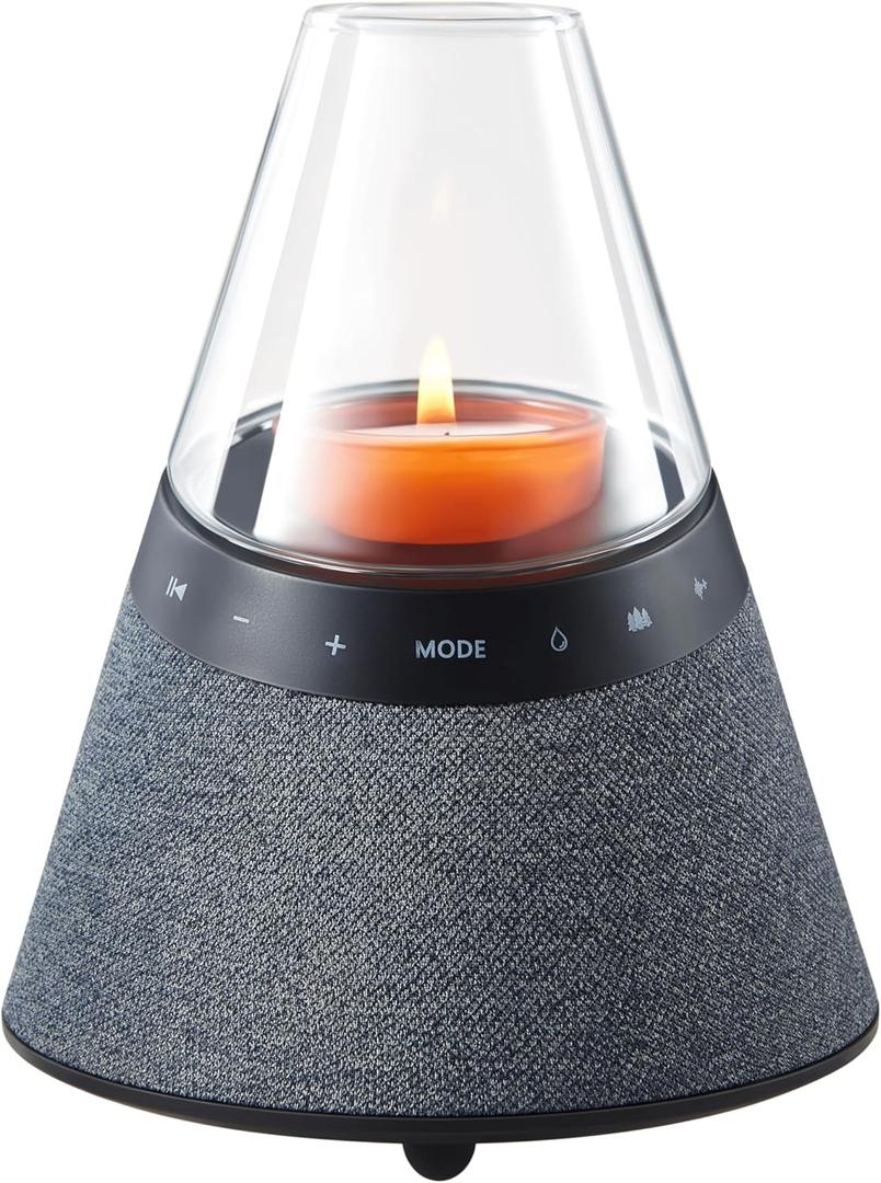 BLUEMAN Bluetooth Speakers Wireless for Home, Candle Holders,White Noise Sounds, TWS Pairing, Real Clear Glass Cover, Decorative Speakers,Designer Artistic Speaker, Grey Green