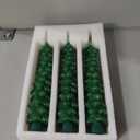 Waxy Christmas Tree Candles with Remote, Christmas Decorations Indoor, 3 PCS Real Wax Flameless Taper Candles Flickering, Green LED Candlesticks Battery Window Candle (9.5 inches)