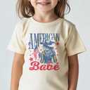 4th of July Toddler Baby Boys Girls T-Shirt Kids Amarican Babe Independence Day Top(2-3T, Beige Amarican Babe)