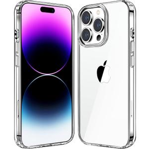 JJGoo Compatible with iPhone 14 Pro Case Clear, Non-Yellowing Shockproof Phone Case for 14 Pro, Slim Anti-Scratch Hard PC Back Protective Cover Bumper 2022
