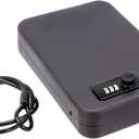 Amazon Basics Portable Security Case Lock Box Safe, Small Lock Box with Code, for College Dorm Room, Home, Combination Lock, Large, Black