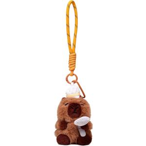 Tizee Plush Keychain Animal Charm for Women Teens and Animal Lovers | for Handbags Purses Backpacks Car Keys | Birthday Gift (Bread) (Brown)