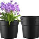5 Gallon Pots for Plants, 5 Gallon Nursery Pot for Plants with Drainage Holes, 5 Pack 12 Inch Round Sturdy Plastic Plant Pot Planters for Outdoor Indoor Plants, Flowers, Black