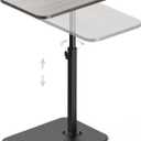 HzTinT Side Table Sofa Tray for Couch Heavy Metal Base Swivel/Adjustable Height, Sofa Bed Bathroom Study TV Tray C Shaped End Table Food Snack Trays for Eating (11.8*15.7 in, Light Gray)