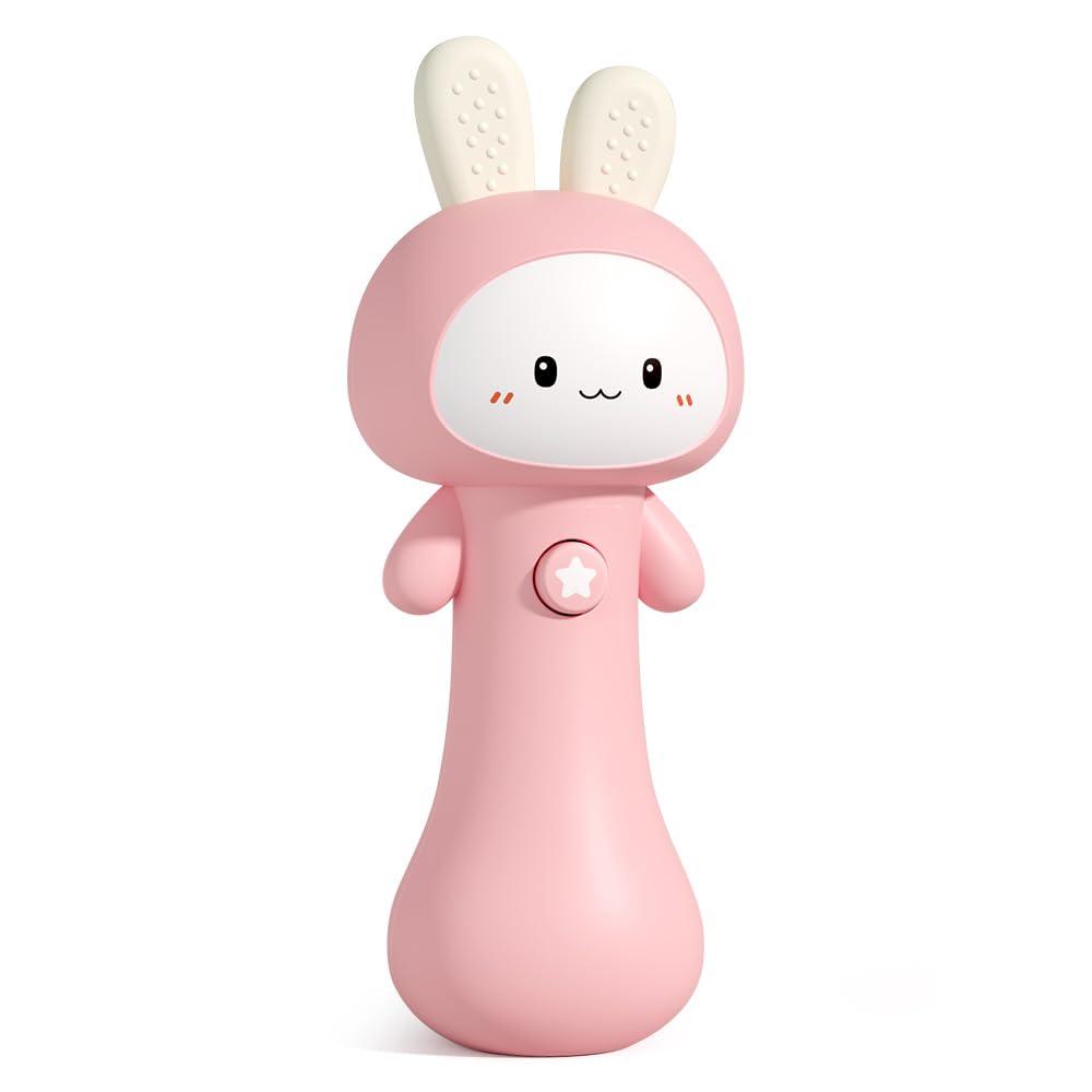 Bunny Baby Rattle Toy with Light & Sound  Interactive Teething & Sensory Toy  Ideal Easter Basket Stuffer for Baby 3-24 Months