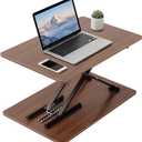 Standing Desk Converter Adjustable Height, 25.16" 15.75" Height Adjustable Desktop Riser, No Assembly Required, Desktop Workstation for Laptop, Monitor and Office Use (Natural Wood) (Natural), 25.16" 15.75" 2.75"