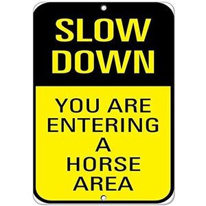 8''x12''Slow Down You are Entering A Horse Area Metal Tin Sign Industrial Sign Safety Sign Street Sign