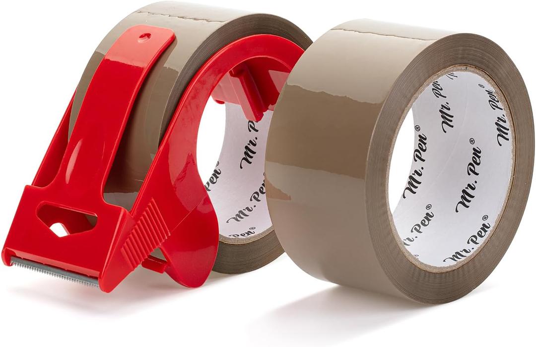 Mr. Pen- Packing Tapes, 2" Wide, 60 Yard, Brown, 2 Pack with 1 Dispenser Gun, 2.6 mil, Heavy Duty Packing Tape with Dispenser