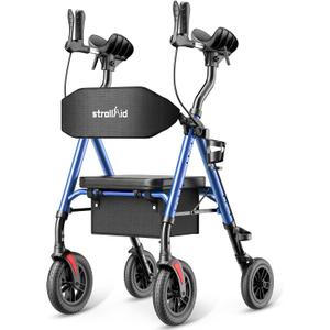 Upright Walkers for Seniors with Seat, 10" All Terrain Wheels