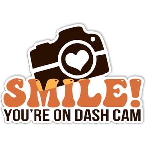 2 x Smile You are On Dash Cam Sticker Funny Warning Sign Camera CCTV Decals Sticker, Vinyl Waterproof Stickers for Car, Truck, Van, Windowns, Camera Area, CCTV, Gifts Ideas for Friends (5inches)