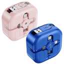 Multi Charging Cable 4.5A,4Ft/2Pack Multi Chargers for All Devices 3 in 1 Retractable Car Cable Fast Charging USB C Cord with Type C/Micro USB Port for Samsung S25 S24,iPhone17 16 15,PS,Tablets & More (Blue)