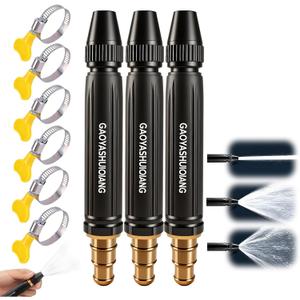 Home High-Pressure Car Wash Water Gun With Booster Nozzle, Multi Function Lawn & Garden Watering Sprayer For Plant Watering Lawn Car (3Pcs + 6 Clamps)
