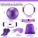 Poen Pilates Equipment Kit for Home Workout Pilates Ring and Ball Set for Women 12'' Circle Yoga Fitness Essentials Kit with Resistance Bands, Yoga Strap, Socks,Bag