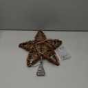 Christmas Star Tree Toppers Rattan Natural Xmas Tree Topper Lighted with 10 Inch 50led Warm White Lights, Rustic Star Treetop for Christmas Ornament Indoor Party Decoration