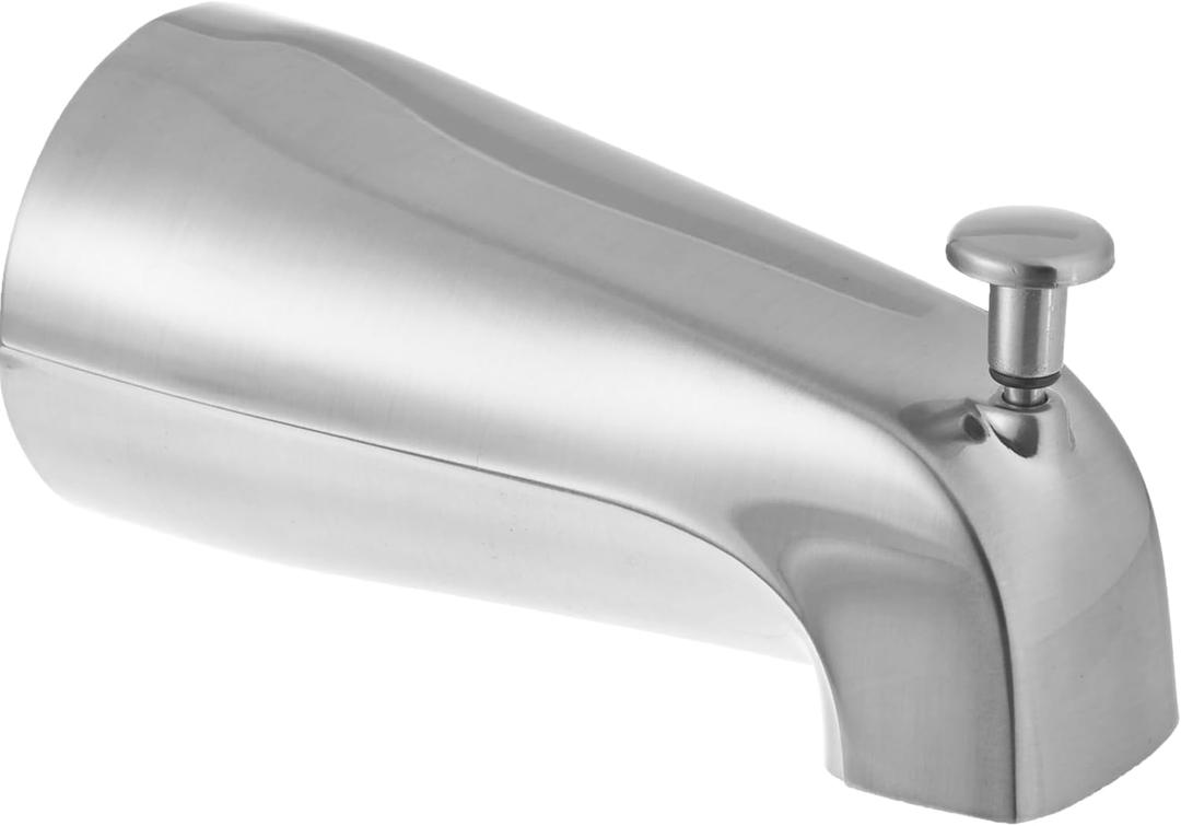 EZ-FLO 5-3/8 Inch Slide-On Zinc Bath Tub Diverter Spout with Hex Wrench and Set Screw, 1/2-inch Copper Pipe, Chrome, 15089