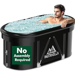 Instraella Ice Bath Tub, Installation-free Outdoor Cold Plunge Tub, Upgrade Large Oval Ice Bath with Air Ring for Athletes, Collapsible Portable Full-Body Cold Recovery at Home Gym